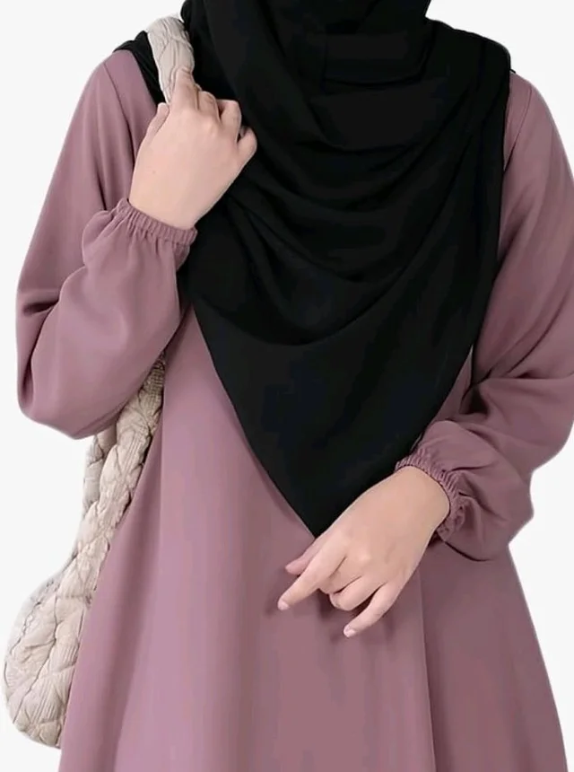 Two Pieces Abaya Dress with Elasticated Sleeves made with Nida Matte Fabric - Knee length Burqa for Women and Girls
- L, Puce Pink
