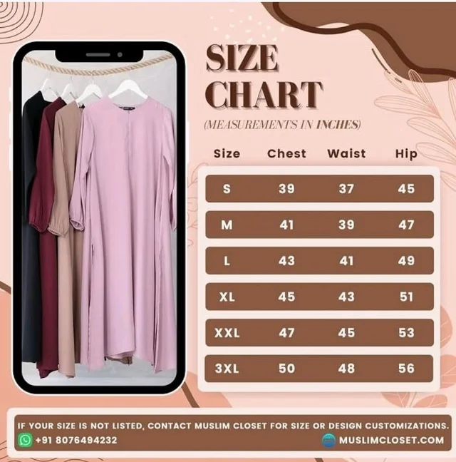 Two Pieces Abaya Dress with Elasticated Sleeves made with Nida Matte Fabric - Knee length Burqa for Women and Girls
- L, Puce Pink