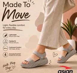 ASIAN Indigo-32 Women’s Casual Platform Sandals with Adjustable Strap | Lightweight EVA Sandals with Comfortable Cushioning Footbed for Travel