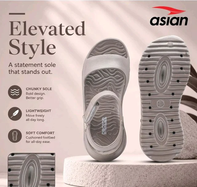 ASIAN Indigo-32 Women’s Casual Platform Sandals with Adjustable Strap | Lightweight EVA Sandals with Comfortable Cushioning Footbed for Travel