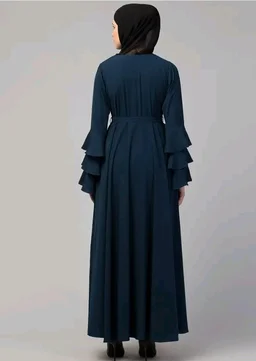 Umbrella Abaya with Adjustible belt and Fashionable buttons Bell Sleeves in Nida Matte Fabric
- 3XL, Teal Green