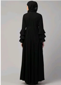 Umbrella Abaya with Adjustible belt and Fashionable buttons Bell Sleeves in Nida Matte Fabric
- 3XL, Black