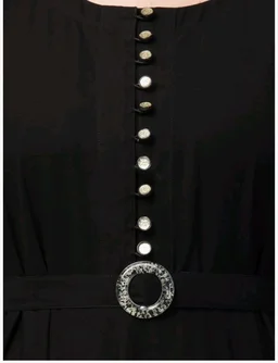 Umbrella Abaya with Adjustible belt and Fashionable buttons Bell Sleeves in Nida Matte Fabric
- 3XL, Black