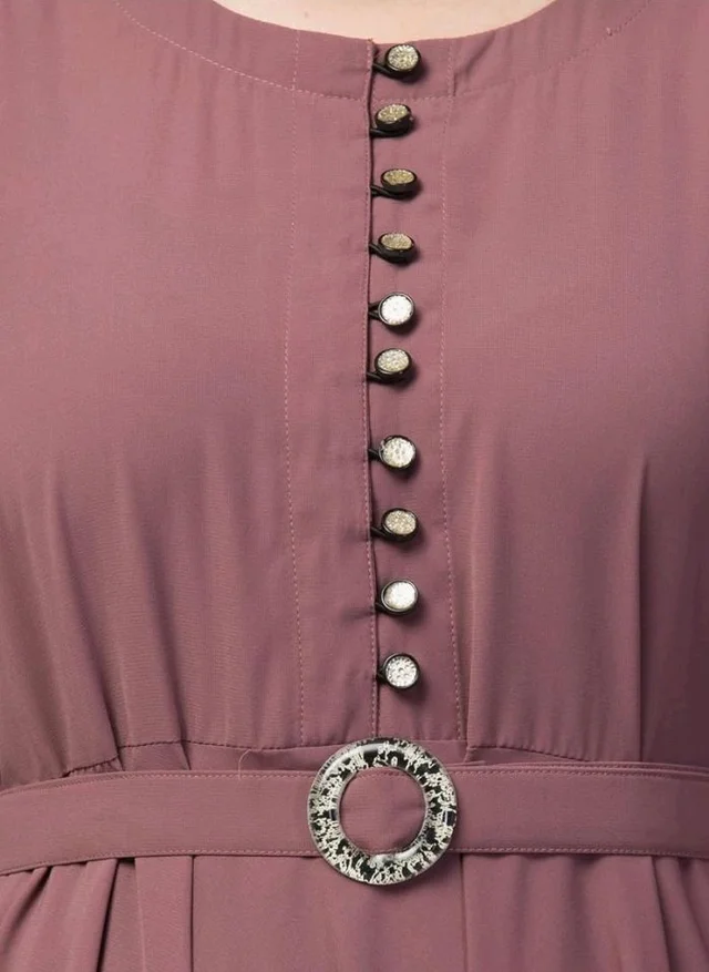 Umbrella Abaya with Adjustible belt and Fashionable buttons Bell Sleeves in Nida Matte Fabric
- M, Puce Pink