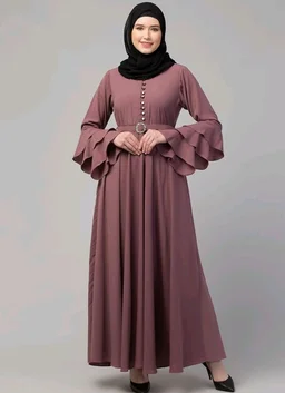 Umbrella Abaya with Adjustible belt and Fashionable buttons Bell Sleeves in Nida Matte Fabric
- M, Puce Pink