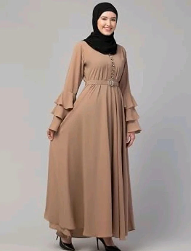 Umbrella Abaya with Adjustible belt and Fashionable buttons Bell Sleeves in Nida Matte Fabric
- 2XL, Khaki