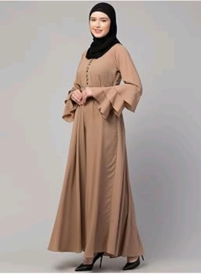 Umbrella Abaya with Adjustible belt and Fashionable buttons Bell Sleeves in Nida Matte Fabric
- 2XL, Khaki