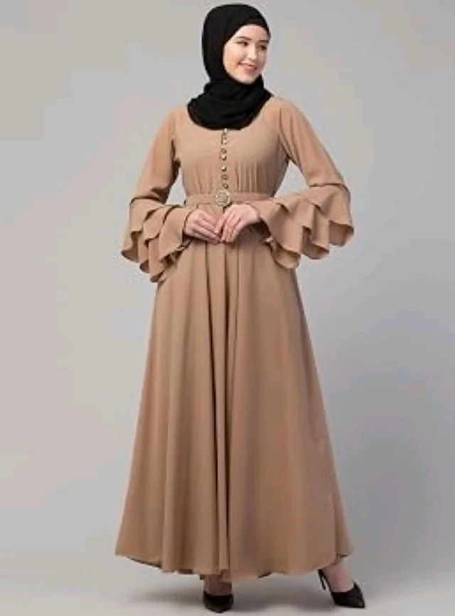 Umbrella Abaya with Adjustible belt and Fashionable buttons Bell Sleeves in Nida Matte Fabric
- 2XL, Khaki