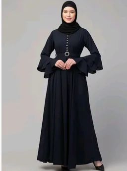 Umbrella Abaya with Adjustible belt and Fashionable buttons Bell Sleeves in Nida Matte Fabric
- 2XL, Navy Blue