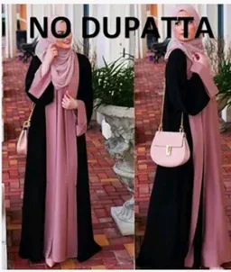 Shrug design burqa design for up to 65kg body wieght. NO DUPATTA
- 2XL, Black Baby pink
