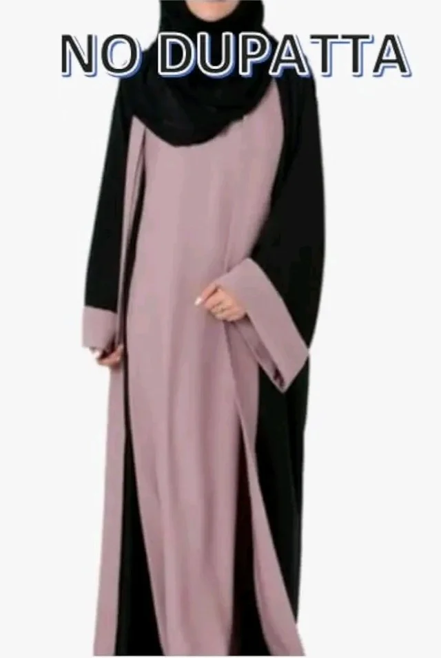 Shrug design burqa design for up to 65kg body wieght. NO DUPATTA
- 2XL, Black Baby pink