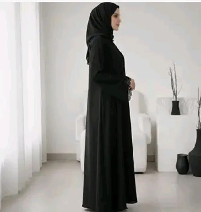 Women Firdous Fabric Solid Abaya Burqa | Long Sleeve | Classic Fit | Without Dupatta
- S, Black