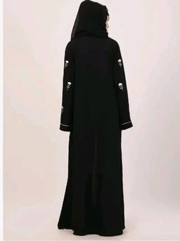 CEY Fabric Layered Abaya Dress for Women with Embroidery
- M, Black & White