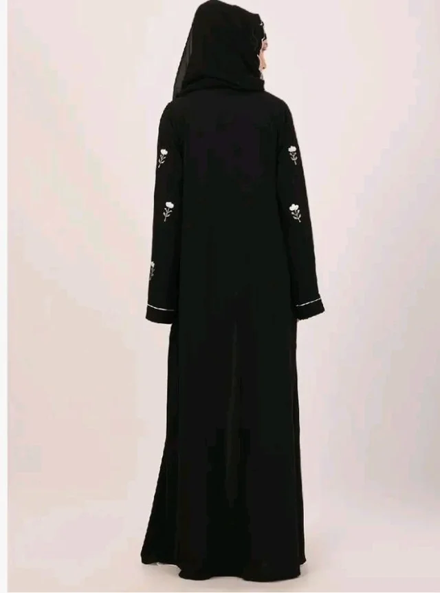 CEY Fabric Layered Abaya Dress for Women with Embroidery
- M, Black & White