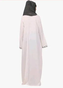 Women’s CEY Fabric Classic Hand Embroidered A-Line Abaya Dress (BT-EAB-006)
- L, White