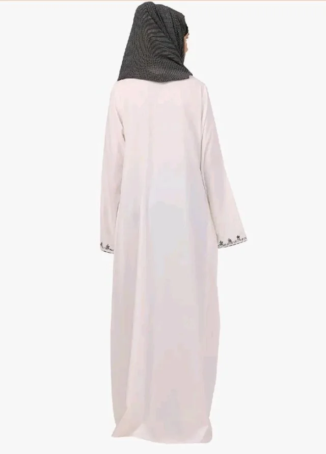 Women’s CEY Fabric Classic Hand Embroidered A-Line Abaya Dress (BT-EAB-006)
- L, White