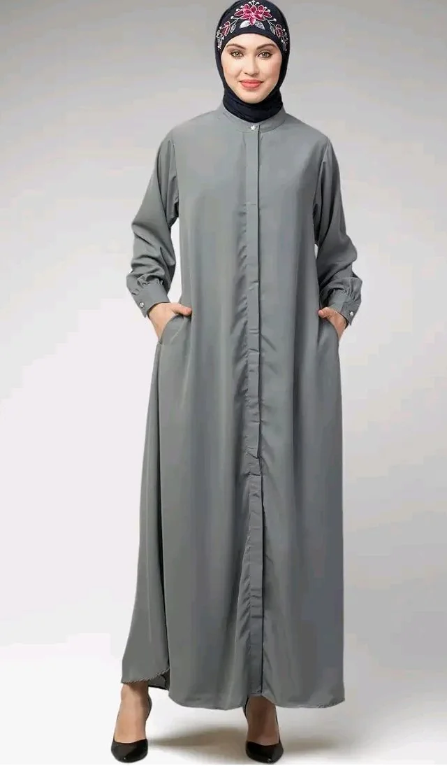 Mallika Women Modest Wear Front Open Abaya Burkha for Everyday use
- 3XL, Grey