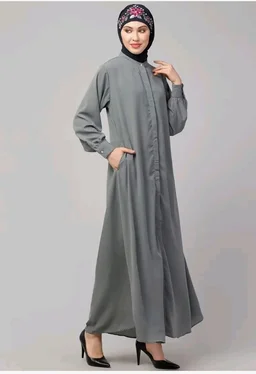 Mallika Women Modest Wear Front Open Abaya Burkha for Everyday use
- 3XL, Grey
