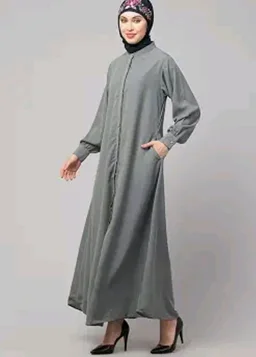 Mallika Women Modest Wear Front Open Abaya Burkha for Everyday use
- 3XL, Grey