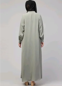 Mallika Women Modest Wear Front Open Abaya Burkha for Everyday use
- M, Saga Green