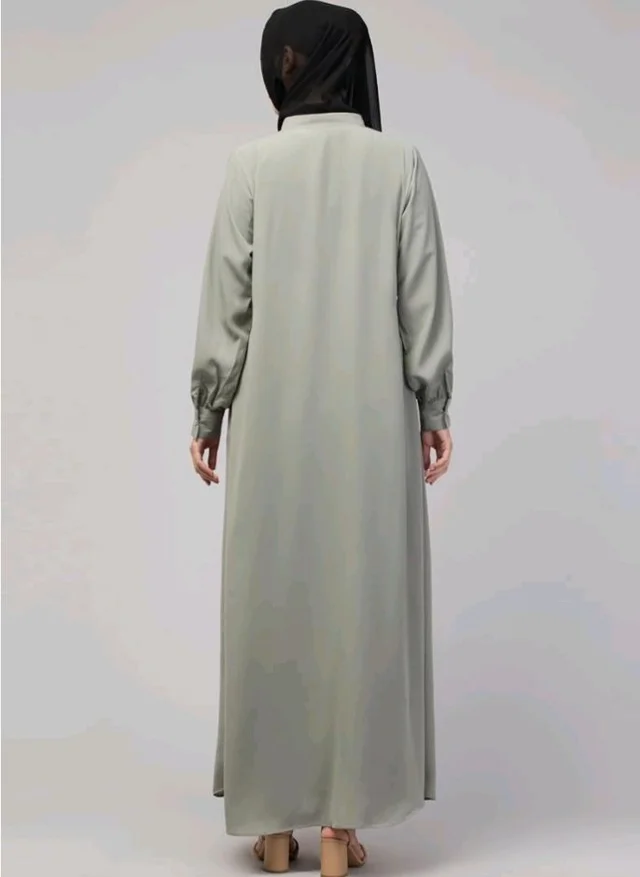 Mallika Women Modest Wear Front Open Abaya Burkha for Everyday use
- M, Saga Green
