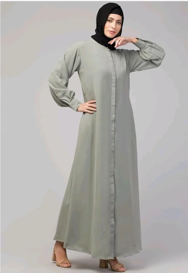 Mallika Women Modest Wear Front Open Abaya Burkha for Everyday use
- M, Saga Green