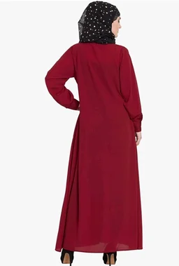 Mallika Women Modest Wear Front Open Abaya Burkha for Everyday use
- 2XL, Maroon