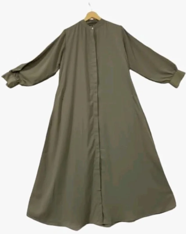 Mallika Women Modest Wear Front Open Abaya Burkha for Everyday use
- L, Khaki