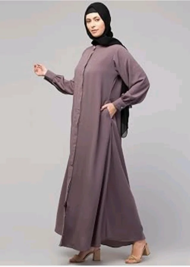 Mallika Women Modest Wear Front Open Abaya Burkha for Everyday use
- S, Dustry Purple