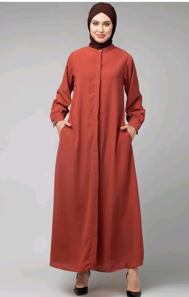Mallika Women Modest Wear Front Open Abaya Burkha for Everyday use
- M, Rust