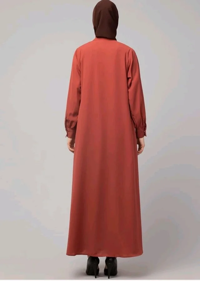 Mallika Women Modest Wear Front Open Abaya Burkha for Everyday use
- M, Rust