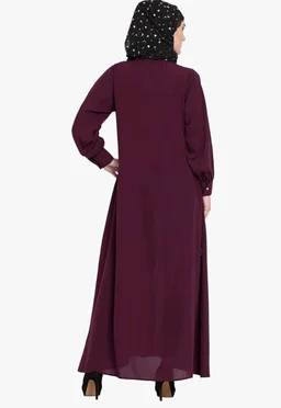Mallika Women Modest Wear Front Open Abaya Burkha for Everyday use
- 2XL, Wine