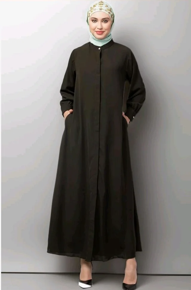 Mallika Women Modest Wear Front Open Abaya Burkha for Everyday use
- 2XL, Olive