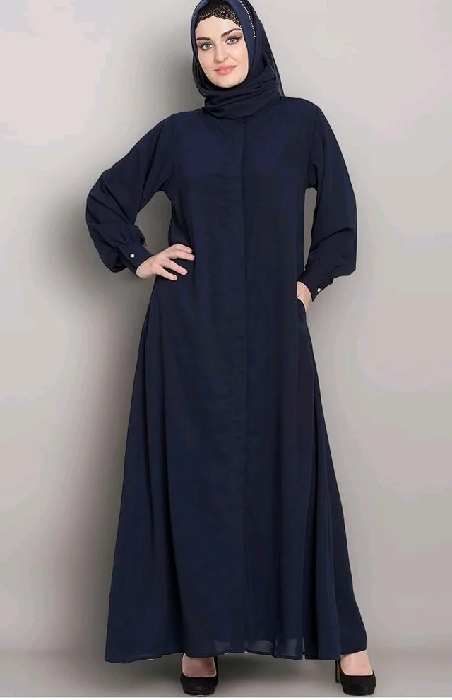 Mallika Women Modest Wear Front Open Abaya Burkha for Everyday use
- 2XL, Navy