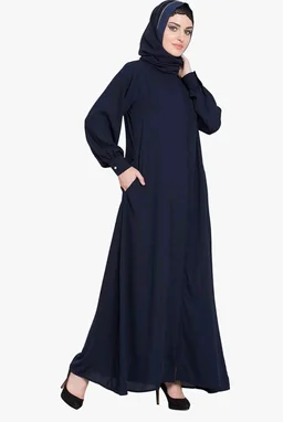 Mallika Women Modest Wear Front Open Abaya Burkha for Everyday use
- 2XL, Navy