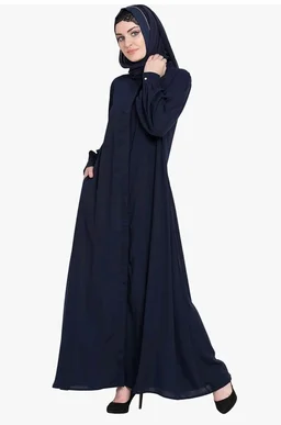 Mallika Women Modest Wear Front Open Abaya Burkha for Everyday use
- 2XL, Navy