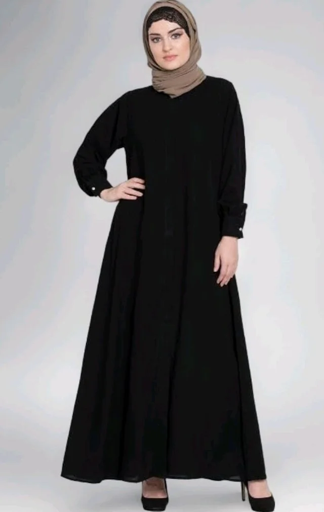 Mallika Women Modest Wear Front Open Abaya Burkha for Everyday use
- 2XL, Black