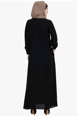 Mallika Women Modest Wear Front Open Abaya Burkha for Everyday use
- 2XL, Black