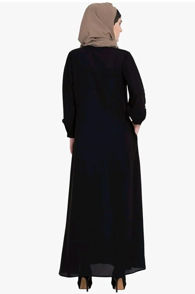 Mallika Women Modest Wear Front Open Abaya Burkha for Everyday use
- 2XL, Black