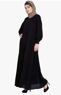 Mallika Women Modest Wear Front Open Abaya Burkha for Everyday use
- 2XL, Black
