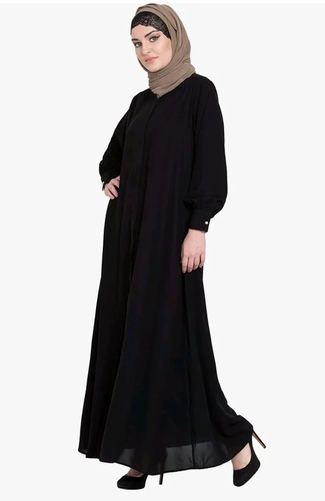 Mallika Women Modest Wear Front Open Abaya Burkha for Everyday use
- 2XL, Black