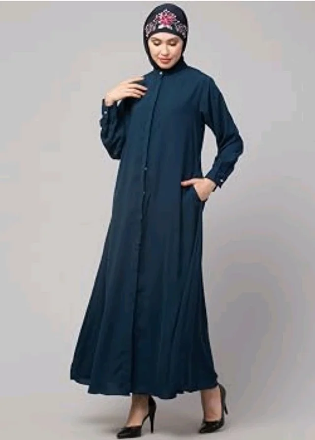 Mallika Women Modest Wear Front Open Abaya Burkha for Everyday use
- L, Teal