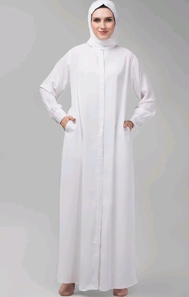 Mallika Women Modest Wear Front Open Abaya Burkha for Everyday use
- 2XL, white