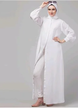 Mallika Women Modest Wear Front Open Abaya Burkha for Everyday use
- 2XL, white