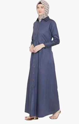 Momin Libas Navy Blue Twill Front Open Abaya Burqa
- 2XL, Navy Blue