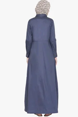 Momin Libas Navy Blue Twill Front Open Abaya Burqa
- 2XL, Navy Blue