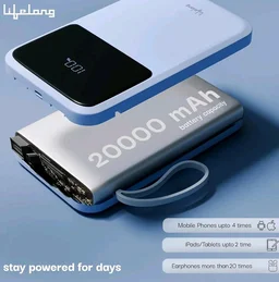 Lifelong Electronics 20000mAh 22.5W Fast Charging Power Bank | 3 Inputs (1 Built-in USB A Cable + 1 C + 1 Lightning Port) & 6 Outputs (3 Built-in Cables + 1 C + 2 A Port) | Small Pocket Size Powerbank