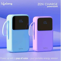 Lifelong Electronics 20000mAh 22.5W Fast Charging Power Bank | 3 Inputs (1 Built-in USB A Cable + 1 C + 1 Lightning Port) & 6 Outputs (3 Built-in Cables + 1 C + 2 A Port) | Small Pocket Size Powerbank
