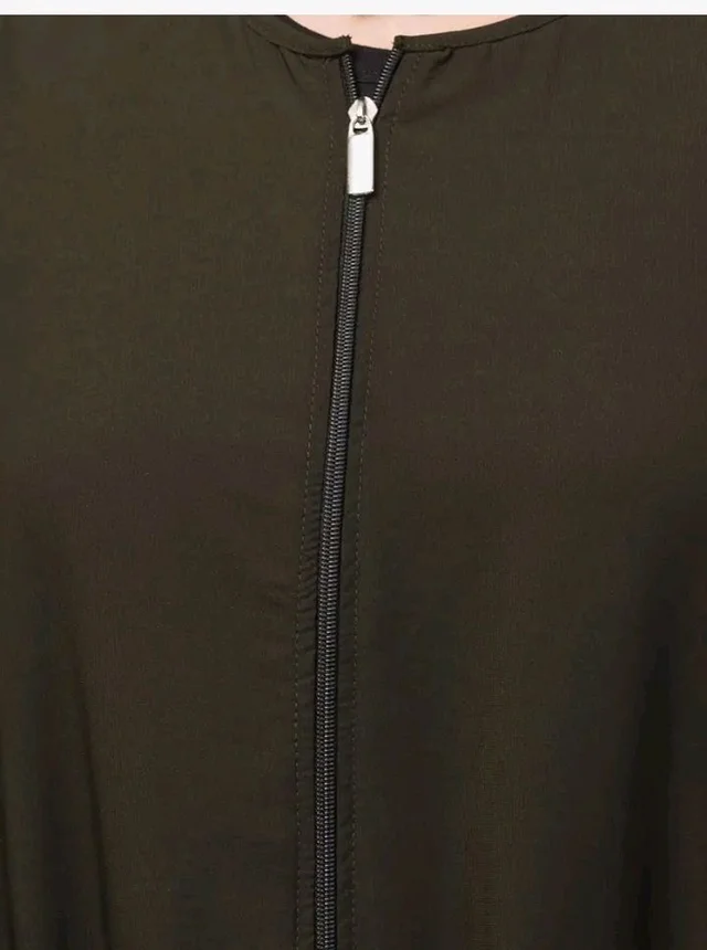 Mallika Women Modest Wear Nida Matt Front Open Zipper Abaya Burkha for Everyday use
- 2XL, Olive