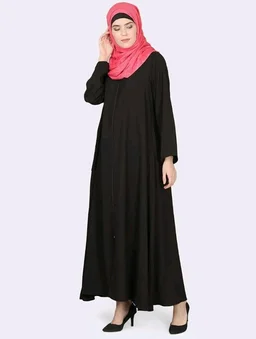 Mallika Women Modest Wear Nida Matt Front Open Zipper Abaya Burkha for Everyday use
- 2XL, Black